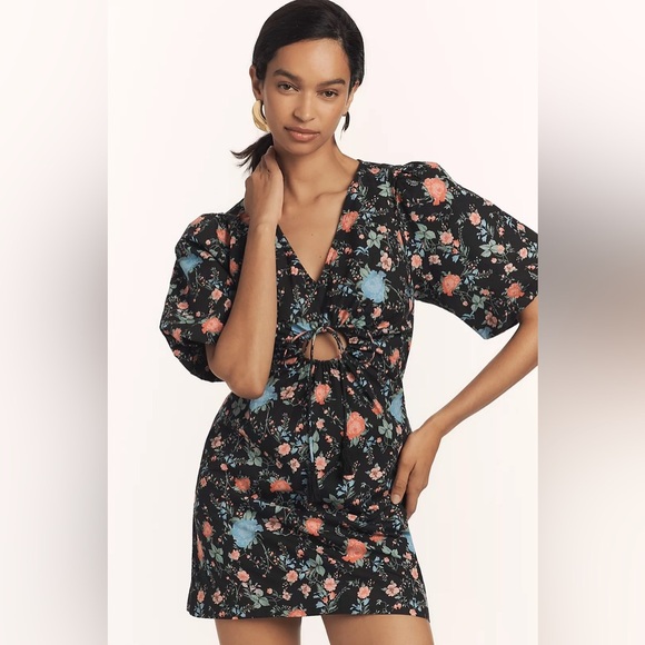 Maeve Short-Sleeve V-Neck Cotton Mini Dress - Picture 1 of 7